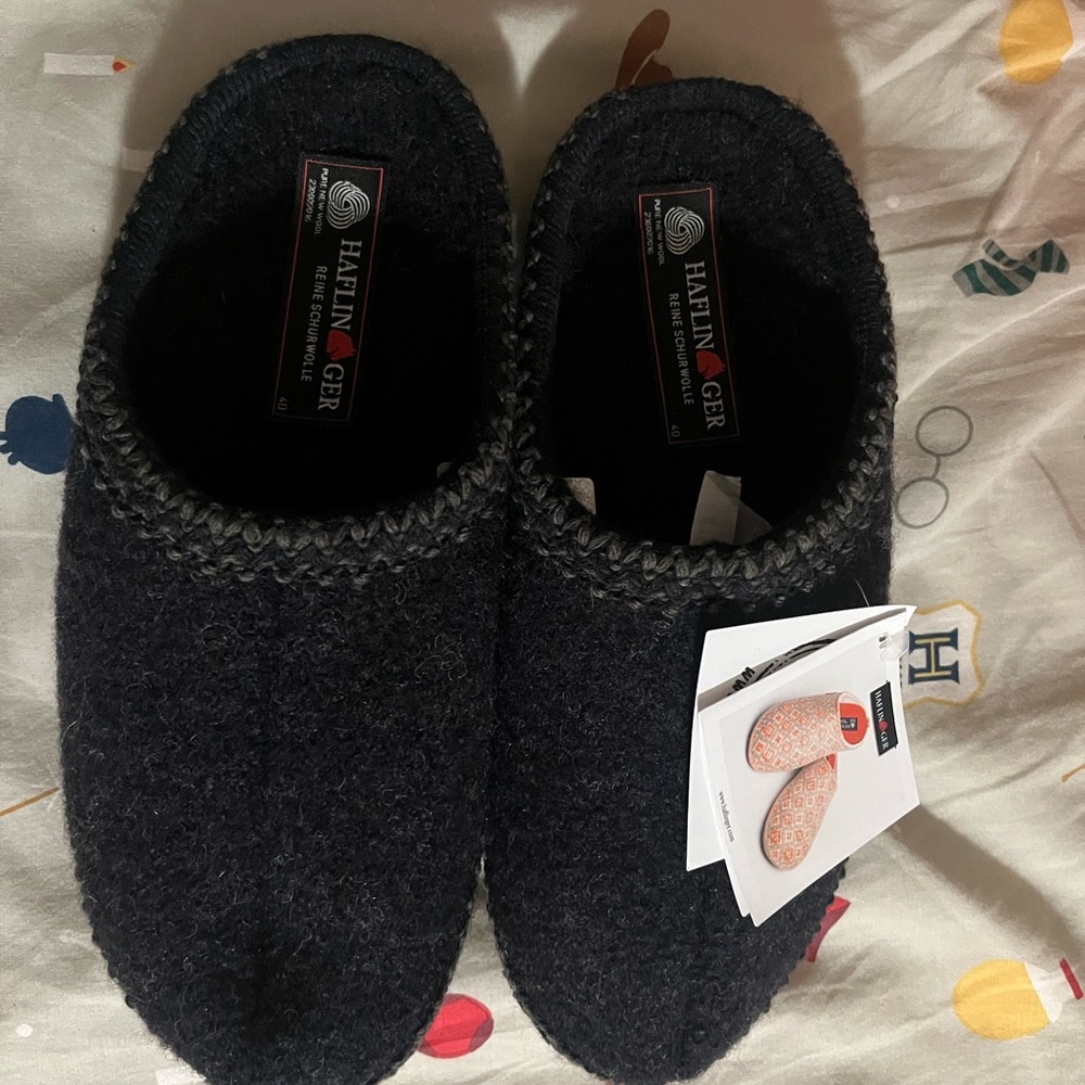 Haflinger Black Wool Slippers AS 20 nwb size 40